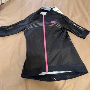 Cycling Jersey with Pink Zip and Logo